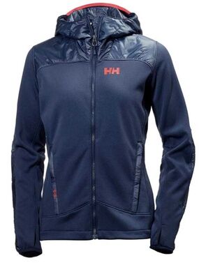 Helly Hansen Ullr Midlayer Lightweight Navy jacket Neon Orange Accents Women's M